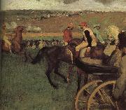 Edgar Degas amateurish caballero on horse-race ground painting